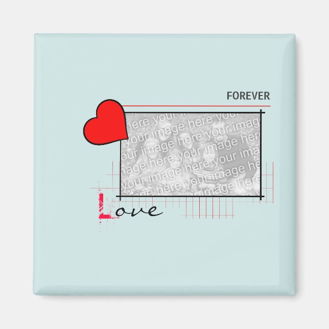 Red Heart Forever love Photo Magnet (Framsidan)