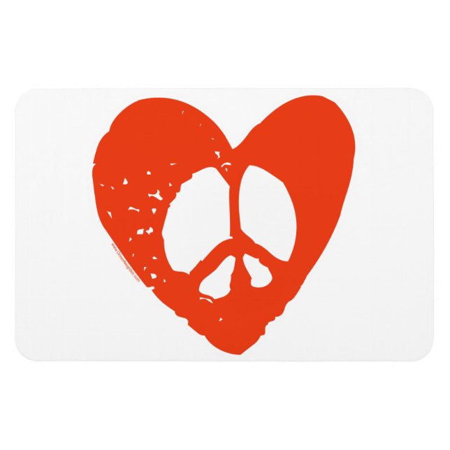 Red Heart-Fredsteckenet Magnet (Horisontell)