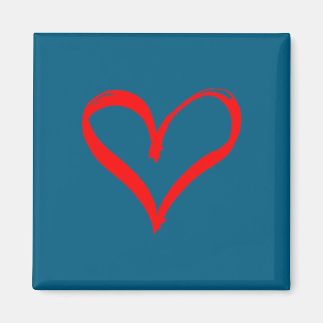 Red Heart Funny Cute Design For Men Women Husband  Magnet (Framsidan)