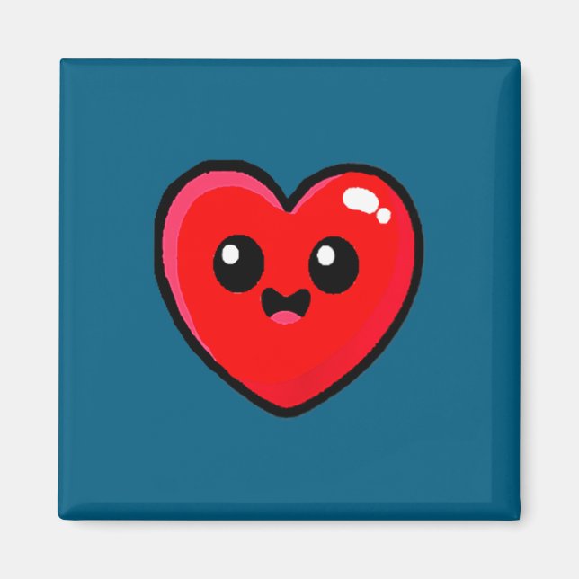 Red Heart Funny Cute Design For Men Women Husband  Magnet (Framsidan)