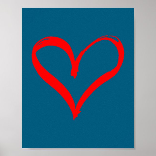 Red Heart Funny Cute Design For Men Women Husband  Poster (Framsidan)