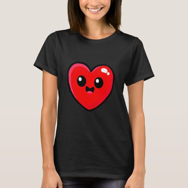 Red Heart Funny Cute Design For Men Women Husband  T Shirt (Framsida)