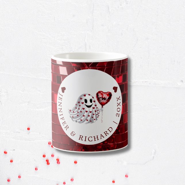 Red Heart Ghost Valentine Kaffemugg (Custom Valentine's Day Mug - Romantic Heart Design)