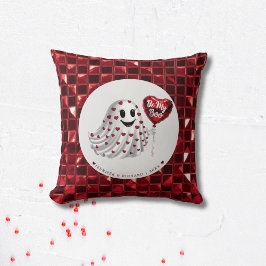 Red Heart Ghost Valentines Mönster Kudde