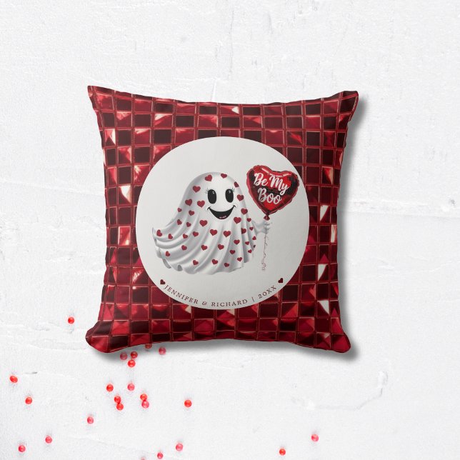 Red Heart Ghost Valentines Mönster Kudde (Custom Valentine's Day Pillow with Cherry Vibe)