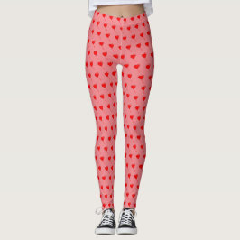 Red Heart Girly Roligt Balloon Mönster Rosa Chic Leggings