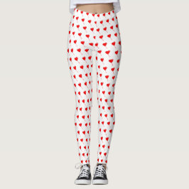 Red Heart Girly Roligt Chic Balloon Mönster White Leggings