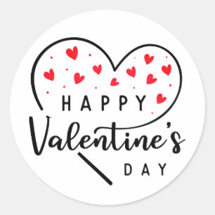 Red Heart Glad Alla hjärtans dag Runt Klistermärke