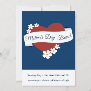 Red Heart Glad mors dag Banner Event Inbjudningar