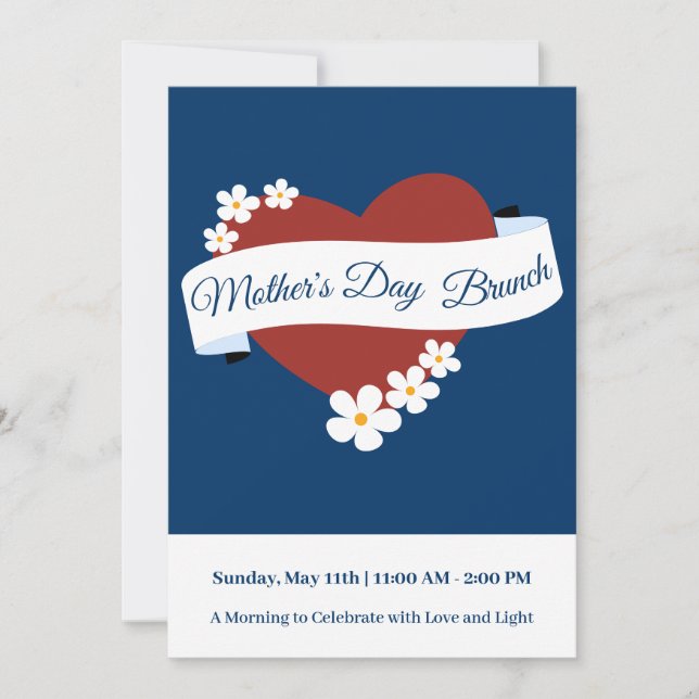 Red Heart Glad mors dag Banner Event Inbjudningar (Framsida)