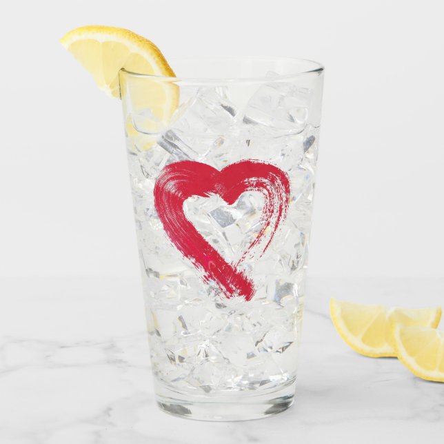 Red Heart Glass Tumbler Glaskopp (Framsida Ice)