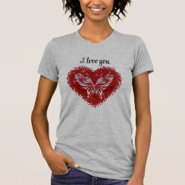 Red heart glitter butterfly t shirt