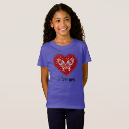 Red heart glitter butterfly t shirt