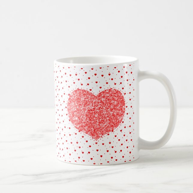 Red Heart Glitter Struktur & Hearts Mönster Kaffemugg (Höger)