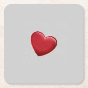Red Heart Grått Trendig Kärlek Bröllop Underlägg Papper Kvadrat