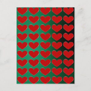 Red Heart Grönt Pop Art Kärlek vykort