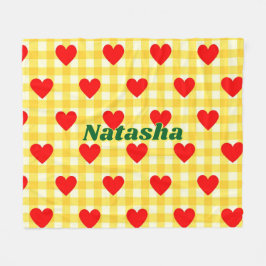 Red Heart Gult Gingham Valentine Day Gift Fleecefilt