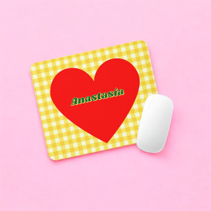Red Heart Gult Gingham Valentine Day Musmatta