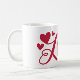 Red Heart Hand-Lettered Kärlek Typography Kaffemugg