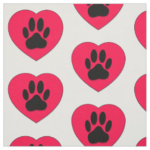 Red Heart Hund Paw Skriv ut Upprepa Mönster Tyg