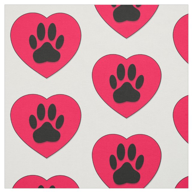 Red Heart Hund Paw Skriv ut Upprepa Mönster Tyg (Provkarta)
