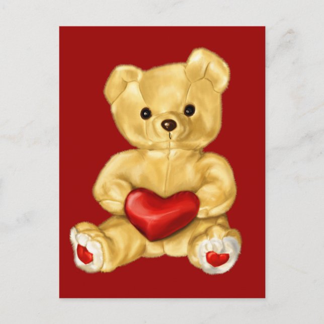 Red Heart HypNotification Cute Nalle Vykort (Framsida)