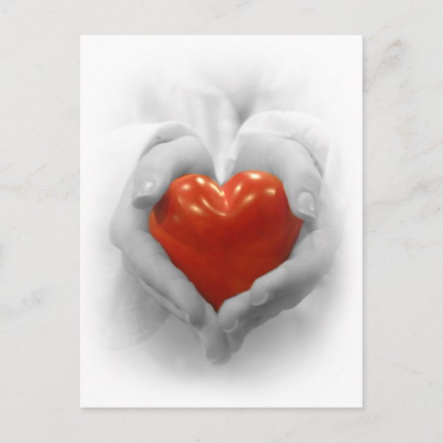 Red Heart i Händer, i Kärlek.. Vykort (Framsida)