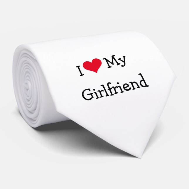 Red Heart I Kärlek Min flickvän Slips (Rullad)