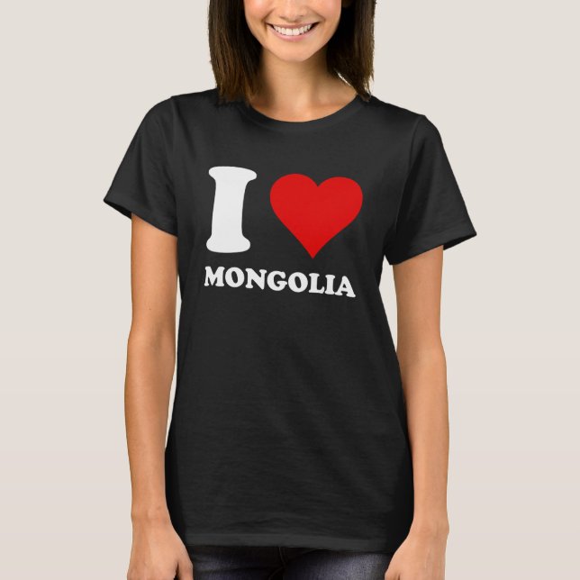 Red Heart I Kärlek Mongolia T Shirt (Framsida)