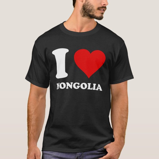Red Heart I Kärlek Mongolia T Shirt (Framsida)