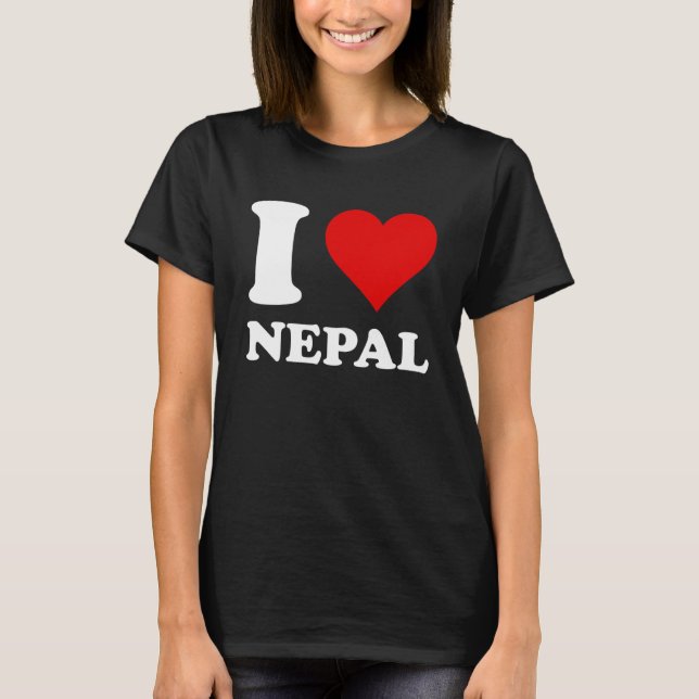 Red Heart I Kärlek Nepal T Shirt (Framsida)