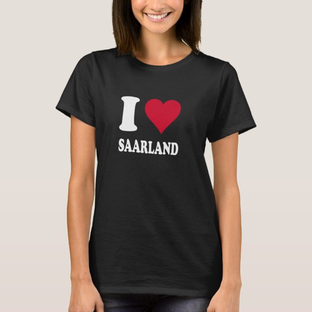 Red Heart I Kärlek Saarland T Shirt (Framsida)