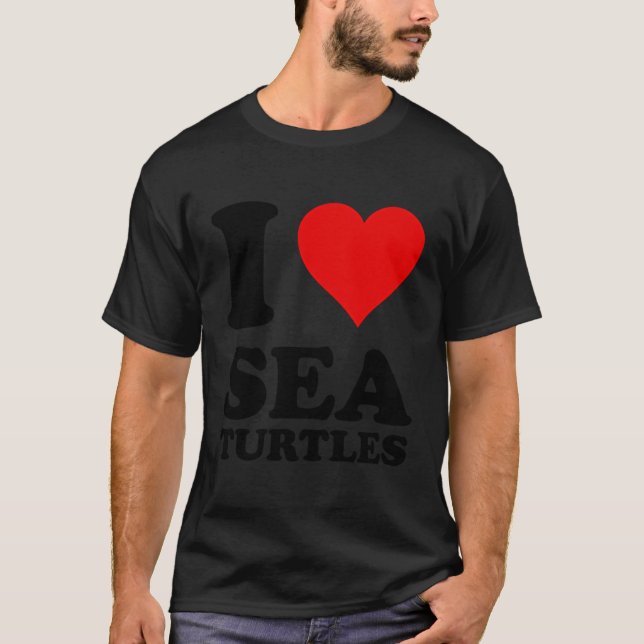 Red Heart I Kärlek Sea Turtles T Shirt (Framsida)