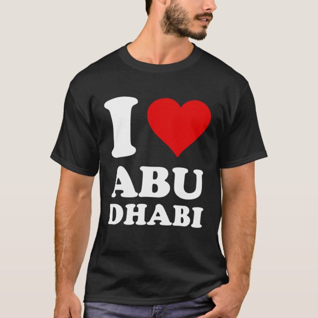 Red Heart I Love Abu Dhabi T Shirt (Framsida)