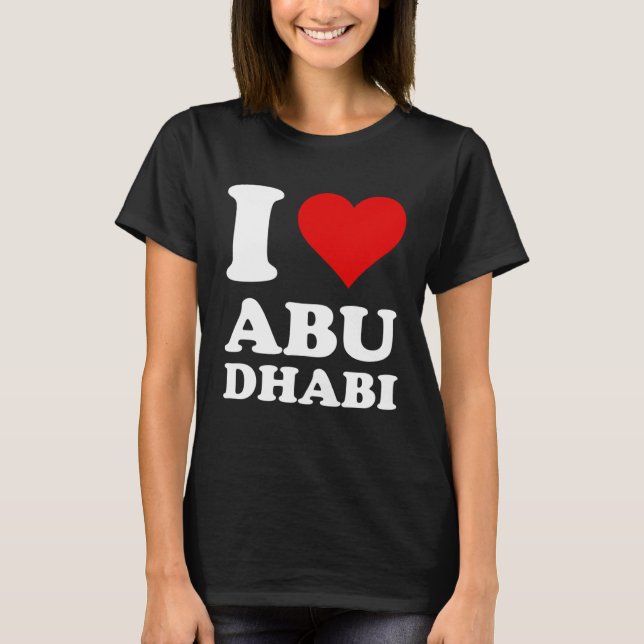 Red Heart I Love Abu Dhabi T Shirt (Framsida)