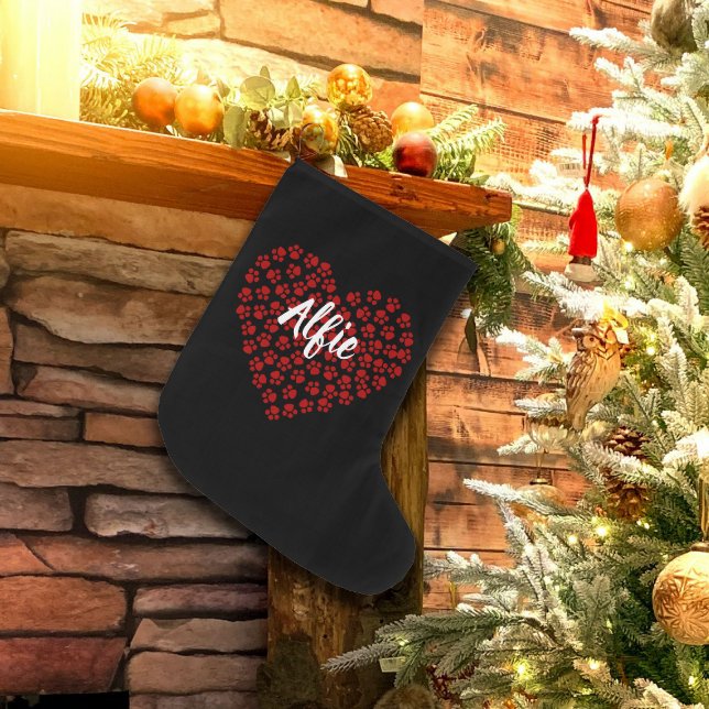 Red Heart i Tass avtryck Pet Namn jul Stor Julstrumpa (Skapare uppladdad)