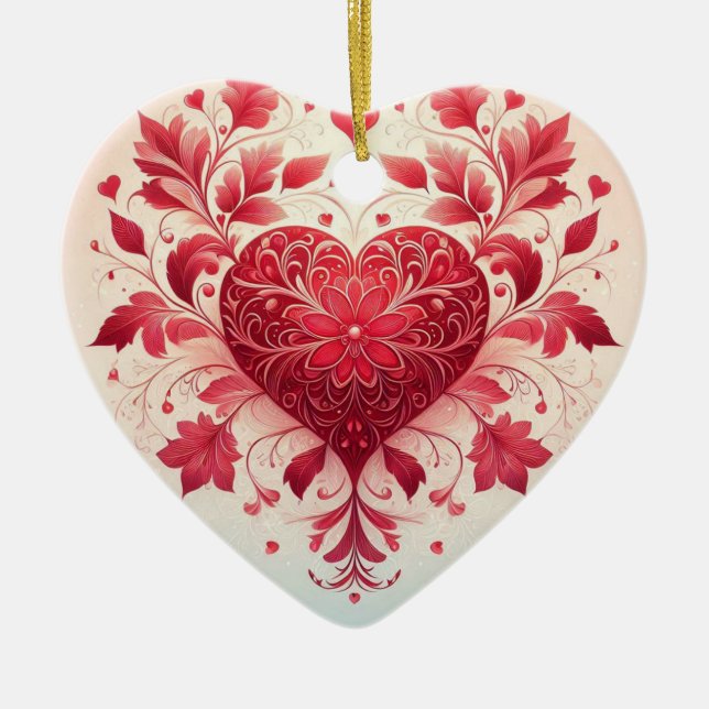 Red Heart Julgransprydnad Keramik (Framsidan)
