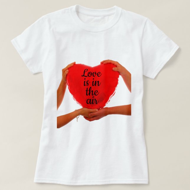 Red Heart Kärlek är i Luft T-shirt (Design framsida)