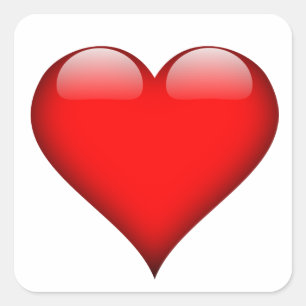 Red Heart Kärlek Fyrkantigt Klistermärke