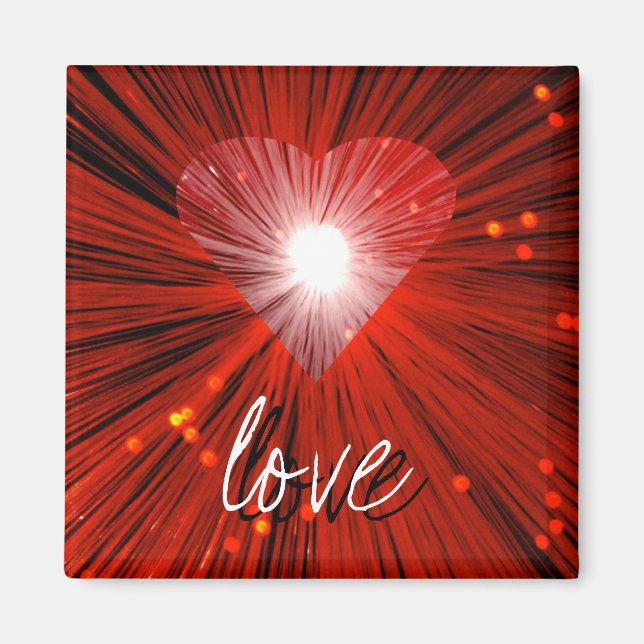 Red Heart 'kärlek' kvadratiska kylmagnet Magnet (Framsidan)