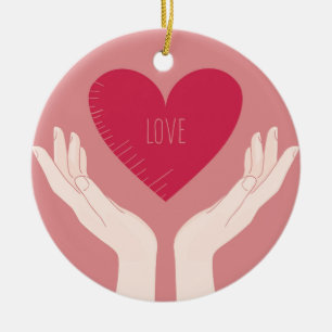 Red Heart kärlek romantic Valentine Day Julgransprydnad Keramik