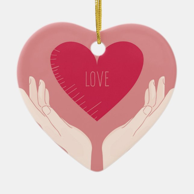 Red Heart kärlek romantic Valentine Day Julgransprydnad Keramik (Framsidan)