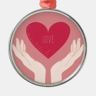 Red Heart kärlek romantic Valentine Day Julgransprydnad Metall