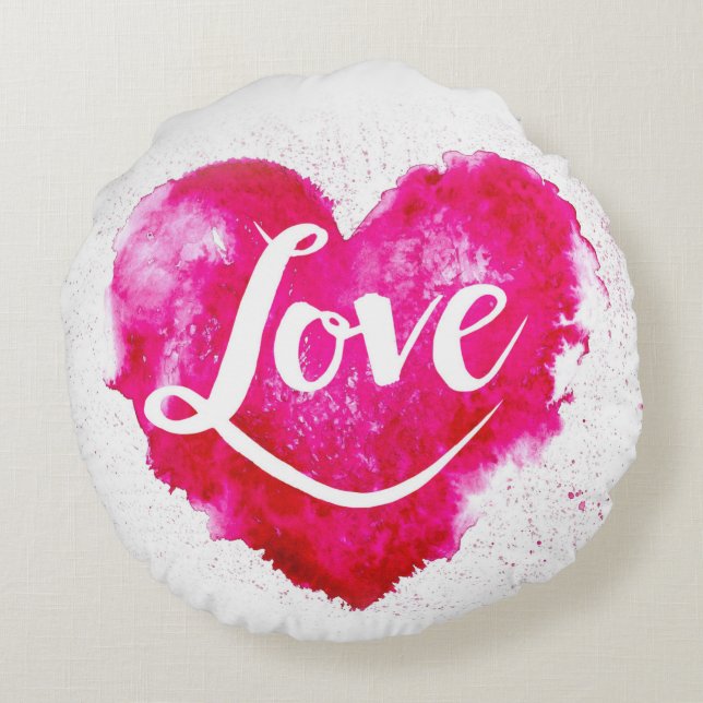 Red Heart Kärlek Round Pillow Rund Kudde (Baksidan)