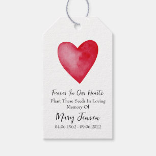 Red Heart Kärlek Seed Packet Memorial Funeral Presentetikett