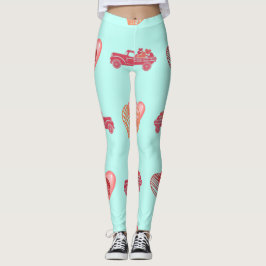 Red Heart Lastbil Valentine Day Leggings