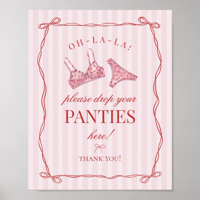 Red Heart Lingerie Bachelorette Panties Please Poster (Framsidan)