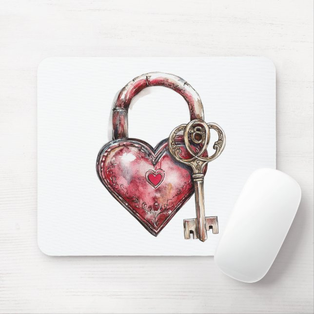 Red Heart Lock & Nyckel Musmatta (Med mus)