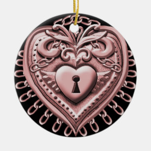 Red Heart Lock-prydnadsföremål Julgransprydnad Keramik
