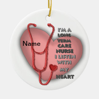 Red Heart Long Term Care Nurse Julgransprydnad Keramik